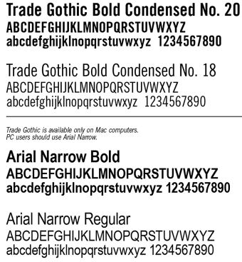 Image of Trade Gothic Condensed Bold 20 and Condensed 18 font characters